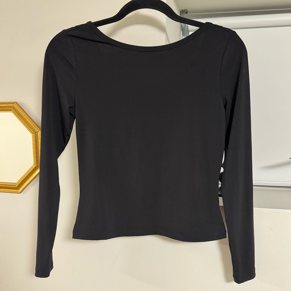 Dynamite Low Back Scoop Neck Long Sleeve Shirt